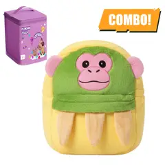GENERICO - MINI MOCHILA PARA NIÑOS DISEÑO KAWAII AESTHETIC CHIMPANCINI Y MARCADORES TOUCH PLUMONES 24PCS
