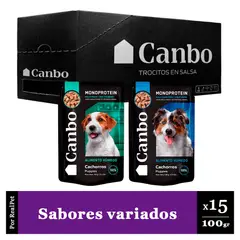 CANBO - Caja x15 Comida Húmeda de Cachorro Dos Sabores 100gr