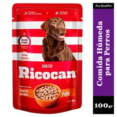 RICOCAN - Comida Húmeda Perro Trocitos de Pollo 100gr