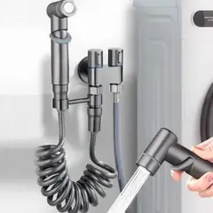 GENERICO - Ducha Bide Premium color Gris Plomo grafito con manguera resorte