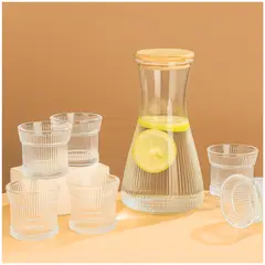 GENERICO - Juego de Jarra de Vidrio con 6 Vasos 1600ml