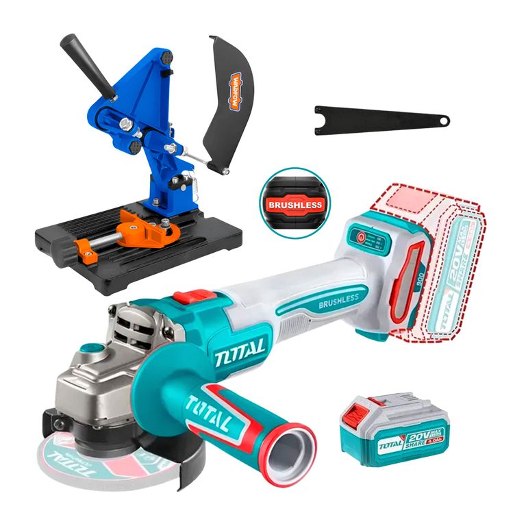 Amoladora Inalámbrica + 1 Bat 4ah + Soporte Amolador Azul Petróleo