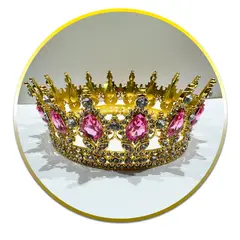 KTK - Corona de acero Decorativa con Piedras Rosa