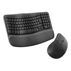 LOGITECH - Kit De Teclado Wave Keys y Mouse Lift Vertical Bt Negro Negro