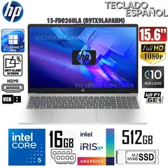 HP - Laptop 15-FD0260LA Intel Core5 - 120U 16GB RAM 512GB SSD 15.6" FHD WIN 11