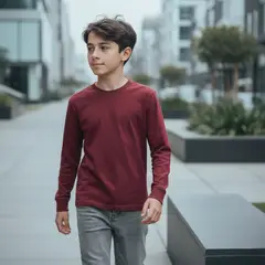 LE PETIT COMPANY - Polo Niño Manga Larga Algodón Burgundy con Puño