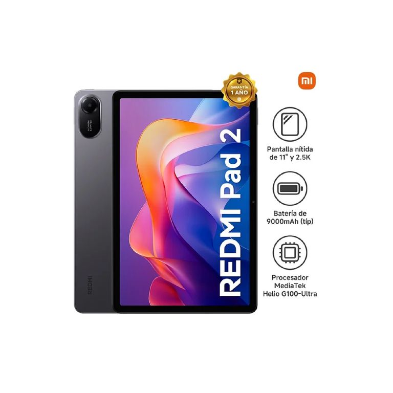 Tablet Redmi Pad 2 11" 2.5K, WiFi, 4GB, 128GB, HyperOS 2.0 con Android 15, Gris oscuro