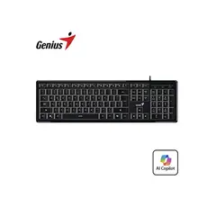 GENIUS - TECLADO SLIMSTAR 820 AI COPILOT RETROILUMINADO USB SP BLACK