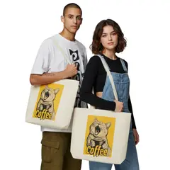 GENERICO - Tote Bag Algodón Tocuyo Reutilizable Coffee Cat