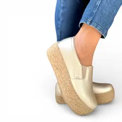 GENERICO - Alpargata Mujer Liga Coco-57 Biocuero Taco X5 Color Dorado
