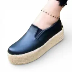 GENERICO - Alpargata Mujer Liga Coco-57 Biocuero Taco X5 Color Negro