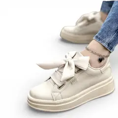 GENERICO - Zapatilla Mujer Con Cinta Coco -57 Planta Expanso Taco 3 Color Beige