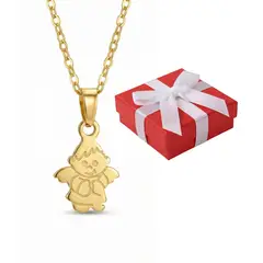 GENERICO - Collar Niña Dije Angelito Ángel Acero Dorado Protección Regalo Comunión