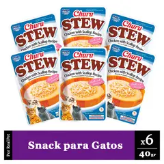 CHURU - Pack Snack para Gato Stew Pollo Ostiones 6 sobres 40gr