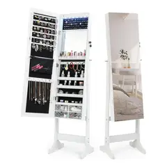 ANYHOGAR - Espejo Blanco Para Guardar Joyas Con Soporte
