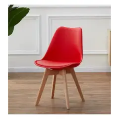 PET MOOD - Silla Moderna Con Patas De Madera Y Asiento Acolchado Color Rojo