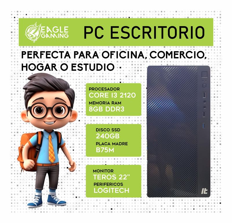 COMPUTADORA ESCRITORIO I3 2120 - 8GB - SSD 240GB