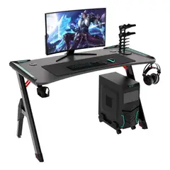 ANYHOGAR - Escritorio Gamer Con Luces 120x60x73cm