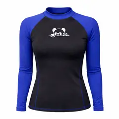 AQUA&MODA - LICRA CON PROTECCION UV AQUAMODA LAMNCMALOSOBR UNISEX NEGRO CON MANGAS AZULES LOGO OSO BLANC REFL