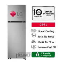 LG - Refrigeradora Top Freezer No Frost 264 LT. VT26BPY - Plateado