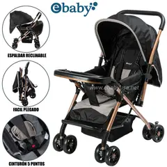 EBABY - Coche Cuna de Lujo «BON» Reclinable Beige-Negro