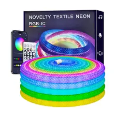 GENERICO - Tira LED Neón RGB-IC Textil 5 Metros con App y Control, Luces con Música y Millones de Colores USB