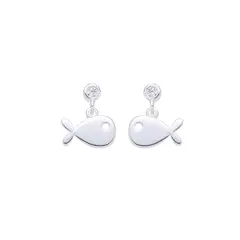 SANTORAL - Aretes Ballena Colgantes Brillo - Plata