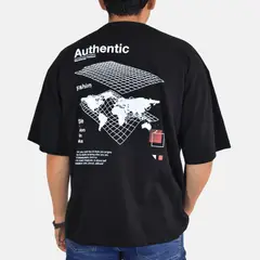 YONISTERS CLOTHING - Polo Oversize Algodón Authentic World Negro