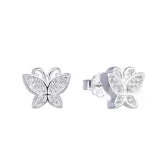 SANTORAL - Aretes Mariposas Brillos - Plata
