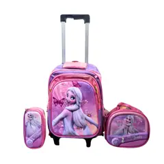 GENERICO - Mochila con Ruedas para Niños y Niñas Multipack 3 en 1 Infantil Regreso a Clases Princesas