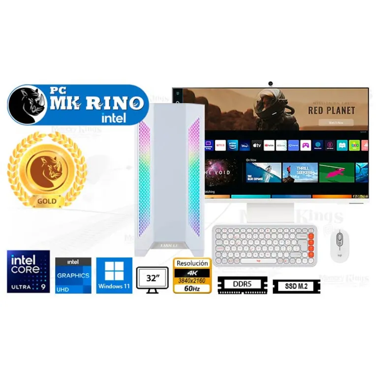 Computadora Enovu Core Ultra 9 285 Lancool II White 16GB 1TB SSD 32" Graphics Windows 11 Pro