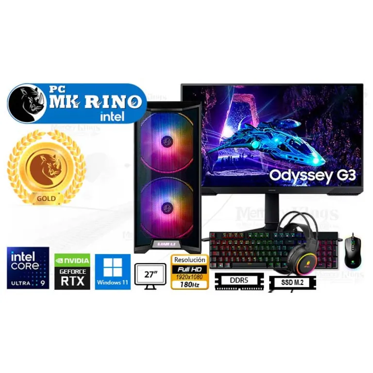 Computadora Enovu Core Ultra 9 285 Lancool 215 16GB 1TB SSD 27" RTX 5060 8GB Windows 11 Pro