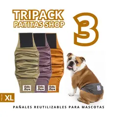 GENERICO - TRIPACK 03 Pañales Reutilizables Ecológicos PATITAS SHOP para Macho XL