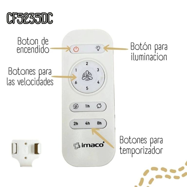 VENTILADOR DE TECHO 52 CON LUZ Y CONTROL REMOTO CF5235DC