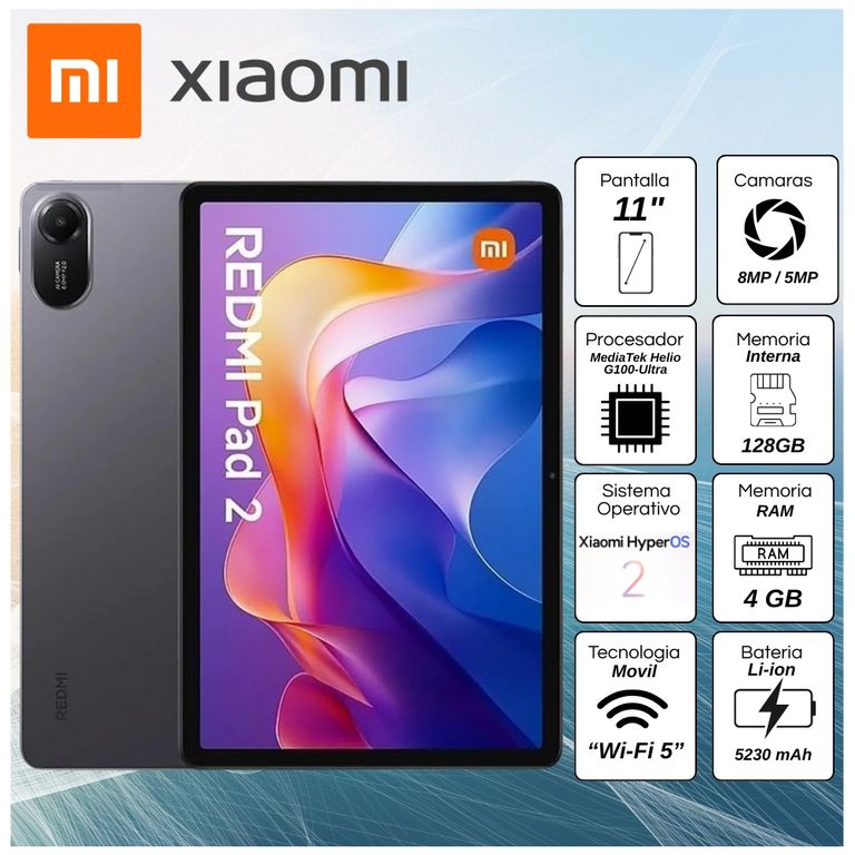 Tablet Redmi Pad 2 - 11" Pulg. 4GB RAM 128GB - Gris