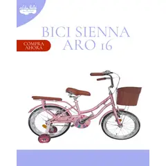 GENERICO - BICICLETA ARO 16 PARA NIÑA - MODELO SIENNA - ROSADO