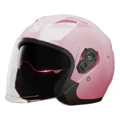 UNIVERSAL - CASCO REVOX MOTO CERTIFICADO DOBLE VISOR ROSA BRILLO ABIERTO