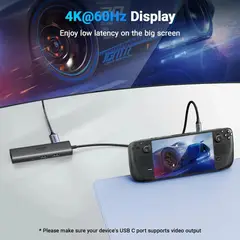 UGREEN - Adaptador Hub USB-C CM512 6 en 1 – HDMI 4K, RJ45 Gigabit, USB 3.0 y Carga PD 100W