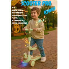 GENERICO - SCOOTER PRO MUSICAL LUCES ASIENTO DUAL PLEGABLE REGULABLE RUEDAS GOMA REFORZADO 6 EN 1 PREMIUM