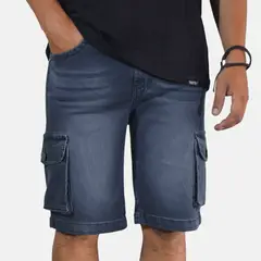 YONISTERS CLOTHING - Short Cargo Jean Regular Fit Hombre Casual Gris Stretch