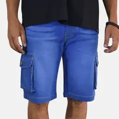 YONISTERS CLOTHING - Short Cargo Jean Regular Fit Hombre Casual Celeste Stretch