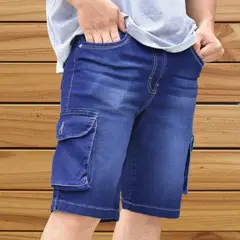 YONISTERS CLOTHING - Short Cargo Jean Regular Fit Hombre Casual Azul Stretch