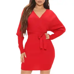 GENERICO - Vestido Murcielago Ml Incluye Lazo Para Amarrar Tic-22 Color Rojo