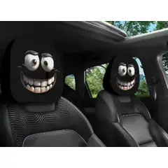 GENERICO - 2 Fundas de Reposacabezas Cara Sonriente para Auto