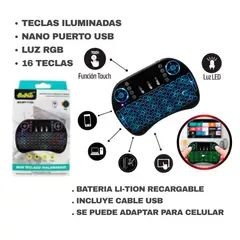 GENERICO - MINI TECLADO INALÁMBRICO CON LUZ RGB Y USB