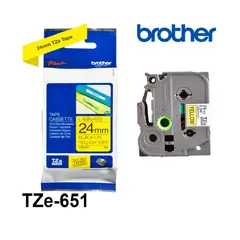 BROTHER - Cinta Tze-651 Negro Sobre Amarillo 24mm x 8metros