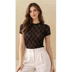 AMA OUTFITTERS - POLO LACE MANGA CORTA ENCAJE