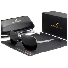 KINGSEVEN - Lentes de sol estilo aviador hombre aluminio estuche