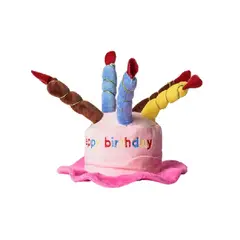 GENERICO - Gorro cumpleañero para mascotas perros y gatos bordado rosado