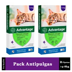 ADVANTAGE - Pack x2 Pipeta Antipulgas Gatos de 4 a 8 kg